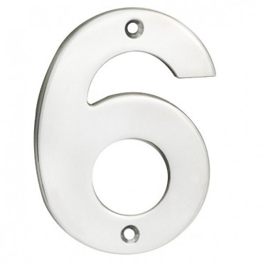 Door Number Steelworx NUM10106BSS 100mm No 6 or No 9 Polished Stainless Steel