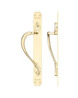 Pull Handle on Art Nouveau Backplate 377mm x 42mm Fulton & Bray FB114L Left Hand Polished Brass 61.85