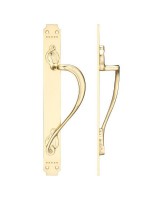 Pull Handle on Art Nouveau Backplate 377mm x 42mm Fulton & Bray FB114R Right Hand Polished Brass 61.85