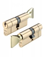 Vier Euro Cylinder & Turn 70mm 5 pin Polished Brass 12.72
