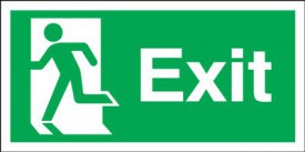 Exit Sign Running Man Left 200 x 100mm BS60 Rigid Self Adhesive BS5499 7.42