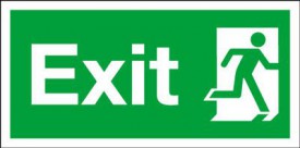 Exit Sign Running Man Right 300 x 150mm BS44 Rigid Self Adhesive BS5499 8.30