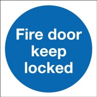 80mm Self Adhesive Fire Door Keep Locked Sign Rigid PVC 2.73