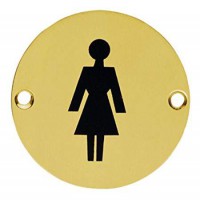 Female Toilet Sign Symbol 76mm Diameter Brass 7.39