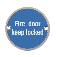 Fire Door Keep Locked Sign 76mm Dia BS5499 PSS 5.32