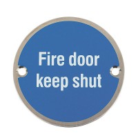 Fire Door Keep Shut Sign 76mm Dia BS5499 PSS 5.32