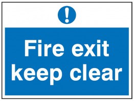 Fire Exit Keep Clear Sign 200 x 150mm FS169 Rigid PVC Self Adhesive 6.98