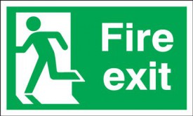Fire Exit Sign Running Man Left 200 x 100mm BS30 Rigid Self Adhesive BS5499 7.42