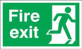 Fire Exit Sign Running Man Right 200 x 100mm BS15 Rigid Self Adhesive BS5499 7.42