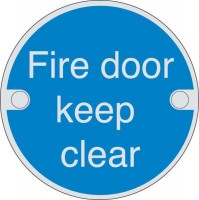 76mm Dia Fire Door Keep Clear Sign Brass BS5499 7.70