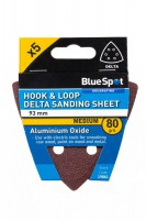 Delta Sanding Sheets 93mm 80Grit Pack of 5 BlueSpot 19861 0.93