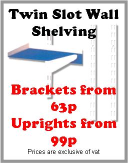 Twin slot adjustable wall shelving system for all kindss of storage in the home, garage, hspitals, offices and work areas. Our shelving has an anti-bacterial coating. Available in a range of sizes of brackets and wall uprights. Fully compatible with the Spur, Arrone, Elfa, Sapphire and Newtech systems, and many others. 