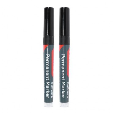 Timco Builders Permanent Markers Fine Tip Black Pack of 2
