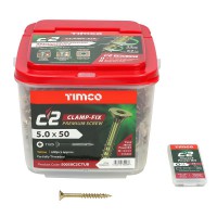 Timco C2 Clamp-Fix Premium Screws TX Drive Tub of 600 5.0mm x 50mm 37.75