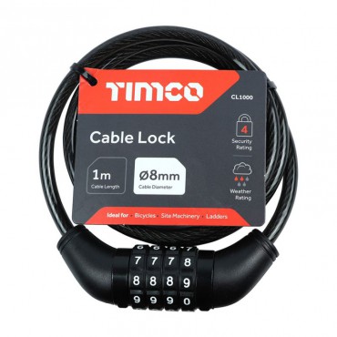 Timco Combination Cable Lock 8mm x 1000mm CL1000
