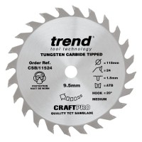 Trend Circular Saw Blade CSB/11524 Craft Pro TCT 115mm 24T 9.5mm 11.27