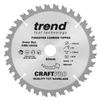 Trend Circular Saw Blade CSB/16032 Craft Pro 160mm 32T 20mm x 1.8mm Kerf 24.30