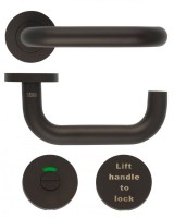 Zoo Hardware Lift to Lock Disabled Bathroom Lockset Powder Coated Black 68.42