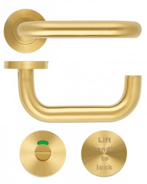 Zoo Hardware Lift to Lock Disabled Bathroom Lockset PVD Satin Brass