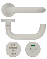 Zoo Hardware Lift to Lock Disabled Bathroom Lockset Powder Coated White 68.42
