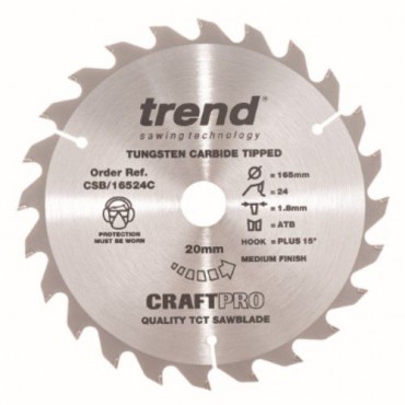 Trend Circular Saw Blade CSB/16524C CraftPro TCT 165mm 24T 20mm