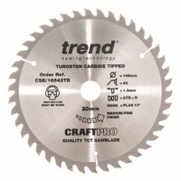 Trend Circular Saw Blade CSB/16542TD CraftPro TCT 165mm 42T 20mm Thin 23.86