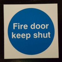 80mm Self Adhesive Fire Door Keep Shut Sign Rigid PVC 2.73