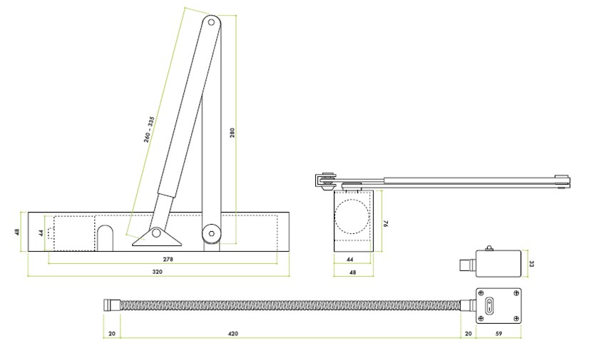 Vier Size 3 Electromagnetic Door Closer Dimensions.