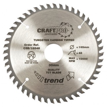 Trend CSB/16548 Circular Saw Blade 165mm x 30mm x 48T Wood Cut Fine Trim 