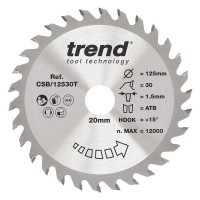 Trend CSB/12530T WOOD SAWBLADE 125X20X30TX1.5 17.51