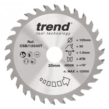 Trend CSB/12530T WOOD SAWBLADE 125X20X30TX1.5