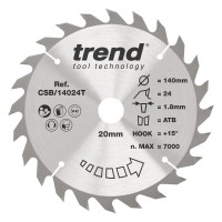 Trend CSB/14024T WOOD SAWBLADE 140X20X24TX1.8 18.91
