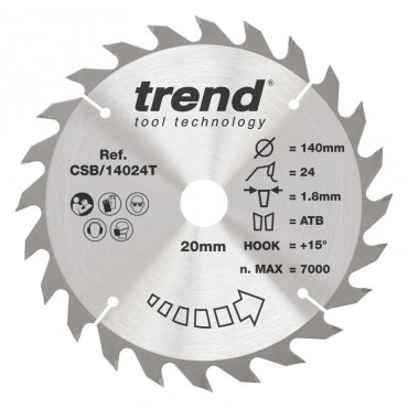 Trend CSB/14024T WOOD SAWBLADE 140X20X24TX1.8