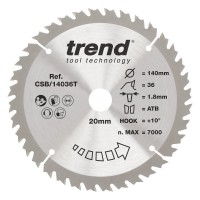 Trend CSB/14036T WOOD SAWBLADE 140X20X36TX1.8 21.01