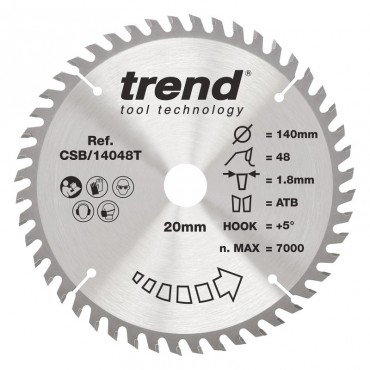 Trend CSB/14048T WOOD SAWBLADE 140X20X48TX1.8