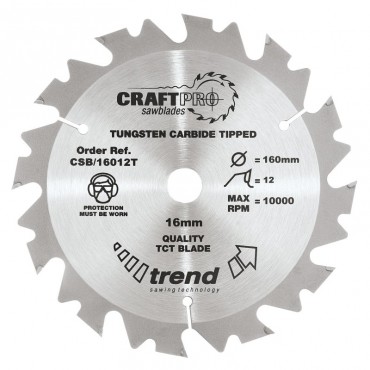 Trend CSB/16012T WOOD SAWBLADE 160X20X12TX1.8