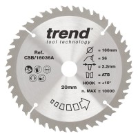 Trend CSB/16036A WOOD SAWBLADE 160X20X36TX2.2 25.21