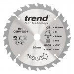 Trend CSB/16224 WOOD SAWBLADE 162X20X24TX1.8 23.11