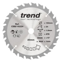 Trend CSB/16224 WOOD SAWBLADE 162X20X24TX1.8 23.11