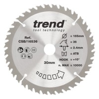 Trend CSB/16536 WOOD SAWBLADE 165X30X36TX2.4 25.91