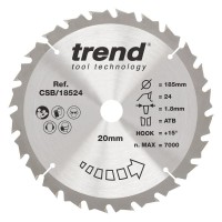Trend CSB/18524 WOOD SAWBLADE 185X20X24TX1.8 24.51