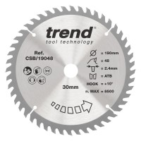 Trend CSB/19048 WOOD SAWBLADE 190X30X48TX2.4 28.01