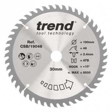 Trend CSB/19048 WOOD SAWBLADE 190X30X48TX2.4
