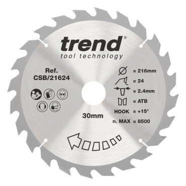 Trend CSB/21624 WOOD SAWBLADE 216X30X24TX2.4