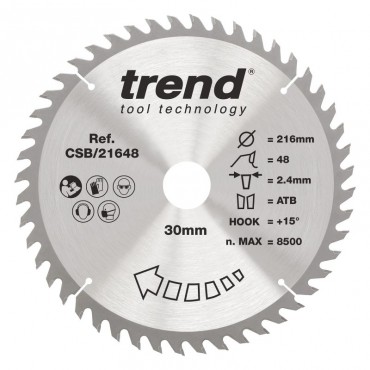 Trend CSB/21648 WOOD SAWBLADE 216X30X48TX2.4