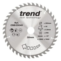 Trend CSB/25040 WOOD SAWBLADE 250X30X40TX2.8 40.62