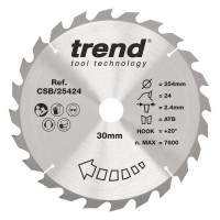 Trend CSB/25424 WOOD SAWBLADE 254X30X24TX2.4 38.52