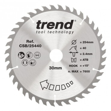 Trend CSB/25440 WOOD SAWBLADE 254X30X40TX2.4