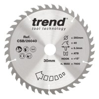 Trend CSB/26040 WOOD SAWBLADE 260X30X40TX2.3 44.82