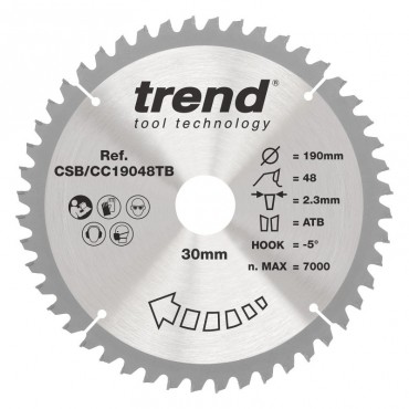 Trend CSB/CC19048TB WOOD CC SAWBLADE 190X30X48TX2.3